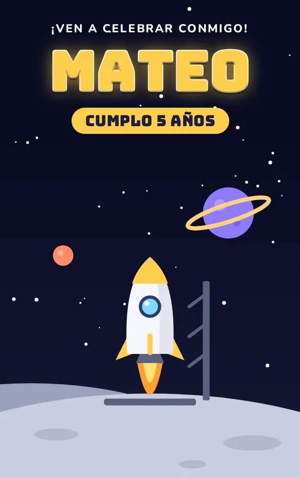 Invitación digital Espacio para cumpleaños infantil