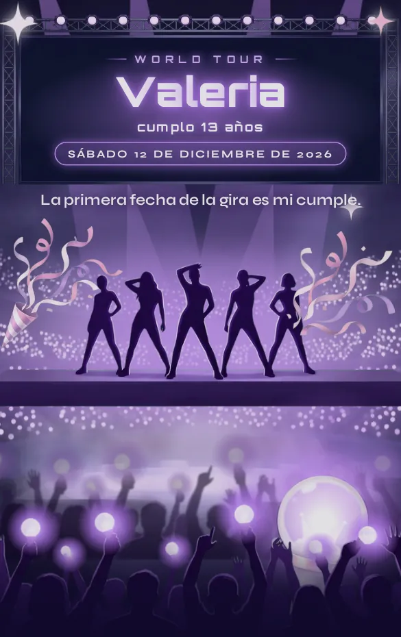 Invitación digital K-pop World Tour para cumpleaños infantil